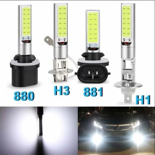 1Pc H1 H3 H27 880 881 COB LED Bulb 10W Car Fog Light Super Bright 6000K White