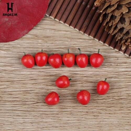 10Pcs/bag Dollhouse Accessories Miniature Red Apple Kitchen Decoration Emulation red fruit apples
