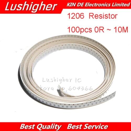 100Pcs 1206 Resistor SMD 0R ~ 10M Resistors 1/2W 0 1 10 100 150 220 330 Ohm 1K 2.2K 10K 100K 0R 1R 10R 100R 150R 220R 330R