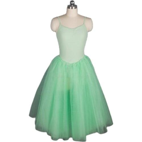 Pale Green Spandex Camisole Ballet Tulle Dress Adult & Child Stage Dance Ballet Skirt Practice Dancewear Ballerina Costumes15089
