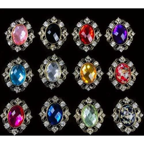 2019New 60Pcs Alloy Oval Acryl center Retro Buttons for DIY hair accessoriess and phone case decoration ZJ442