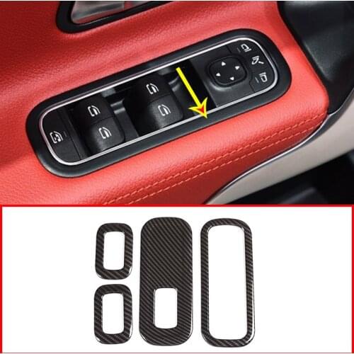 4pcs Carbon Fiber Style ABS Chrome For Mercedes benz A Class W177 2019 Car Window Button Frame Trim Accessories