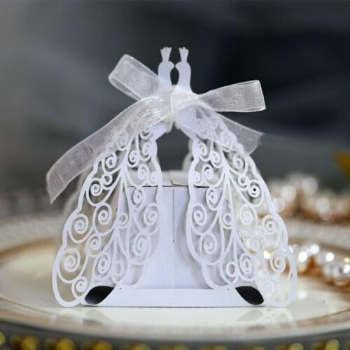 5pcs Peacock Laser Cut Carriage Favors Gift Boxes with Ribbon Baby Shower Dragee Candy Paper Wedding Birthday Party Supplies