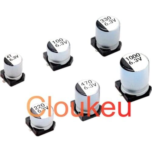 SMT Aluminum Electrolytic capacitor 6.3V 47UF 220UF 330UF 470UF 1000UF 1500UF