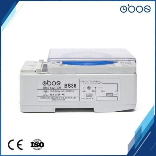 OBOS brand light timer 220V timer switch mechanical with minimum time setting unit 15 mins 96 times on /off per day