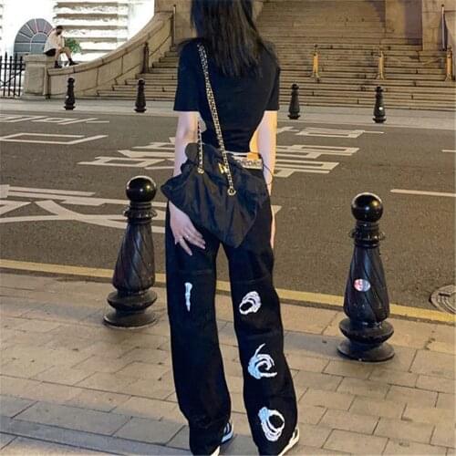 2021 Cool Skull Print Pants Girl Harajuku Autumn Trousers Female Streetwear Summer Spring Fashion Black Gothic Sweatpants Women