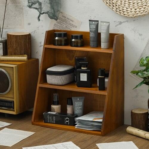 Wood Desktop Shelf Bathroom Storage Rack Shelves Makeup Organizer Table Sundries Holder Kitchen Spice Rack Organizer