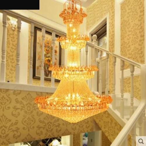Duplex chandelier staircase lamp long chandelier villa living room lamp chandelier hotel project crystal lamp round hall lamp