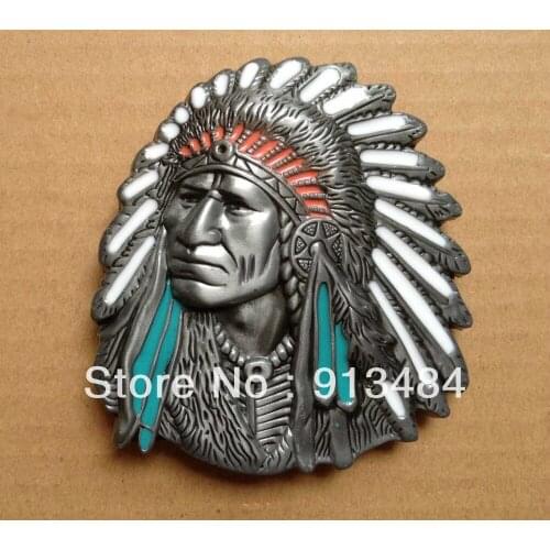 Hotsale jeans gift cowboy belt buckle with color enamel JF-B715 with pewter finish with 4cm wideth loop