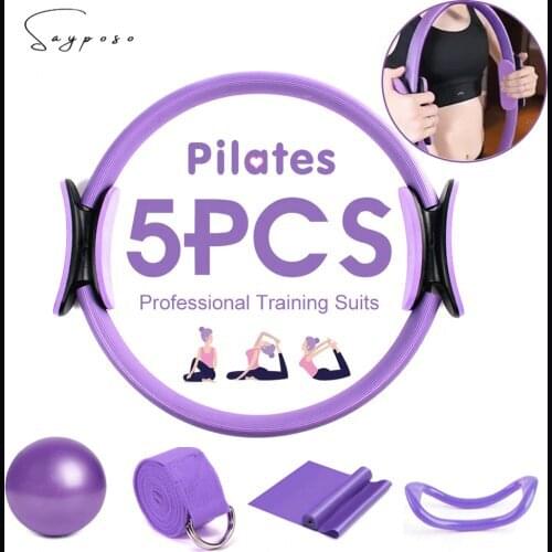 5PCS Yoga Pilates Circle Yoga Ball Magic Ring Yoga Block Stretch Band Resistance Bands Fitness Workout Fitness Accessories