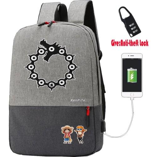 Anime The Seven Deadly Sins Backpack teenagers Travel Laptop backpack UNISEX Anti-theft USB Charging backpack student book Bags
