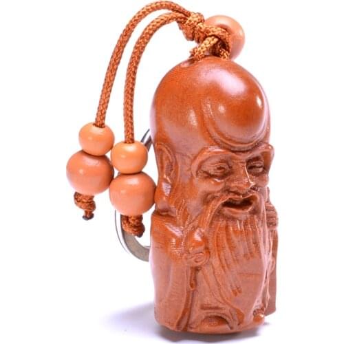 Chinese Traditional Solid Mahogany Carving Car/Bag/Purse Key Ring Pendant Keychain Amulet Pendant All The Best