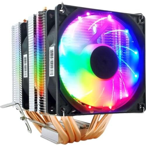 SNOWMAN 4PIN Temperature Control CPU Cooler,6 Copper Tube Mute Dual Fan CPU Cooler,Suitable for AMD Universal Cooler