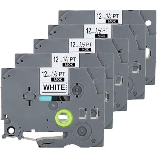 5pcs tze231 tz231 for Brother P-touch Printer label tape tze-231 tz-231 12mm Black on White tz tze 231 laminated ribbons