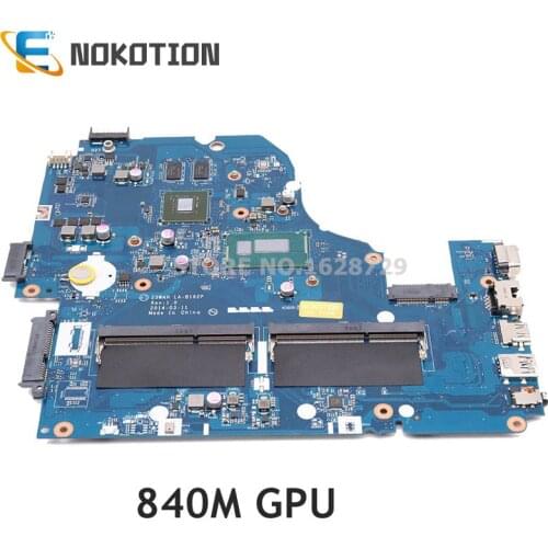 NOKOTION NBV9P11001 NBMLB11002 For acer aspire E1-572G laptop motherboard Z5WAH LA-B162P I3 CPU 840M GPU full test