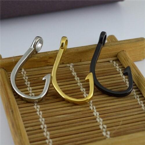 Fashion Creative Fishhook Pendant Trend Mens Gold Black Silver Color Fishhook Pendant Necklacetrend Men Hip Hop Party Jewelry