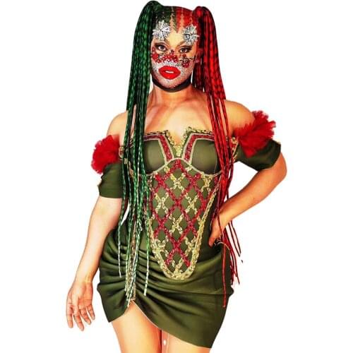 Shining Embroidery Tight Stretch Off-The Shoulder Ladies Dresses Asymmetrical Split Bag Hip Dresses Role Playing Costume