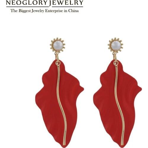 Neoglory Anti Allergy Enamel Irregular Shape Pearl Drop Earrings For women Geometric Fashion Pendant Womens Ear Accessory Gift