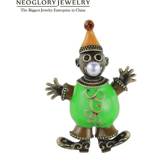 Neoglory Cartoon Cute Clown Brooches For Women Men Backpack Charm Funny Personality Enamel Jewelry Mother‘s Day Birthday Gift