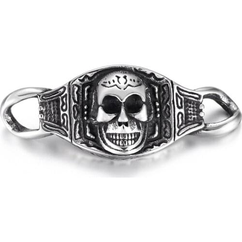 Stainless Steel Skull Connector 1/1 Loops Polished Charms 5x6mm Hole for DIY Accessories Jewelry Making Supplies