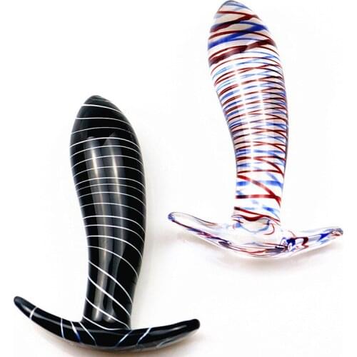 New Crystal Glass Anal Plugs Anal Dildo stripes Anal Expander Butt Plugs G point Stimulator Couples Masturbation Adult Anal Toys