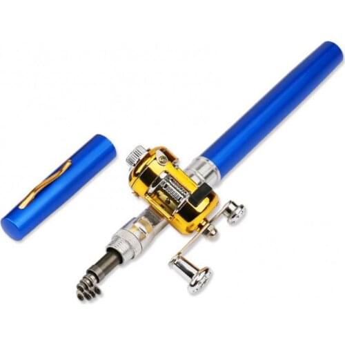 Outdoor Stream Portable Pocket Telescopic Mini Fishing Rod Pole Pen Shape Folded River Lake Fishing Rod With Reel Wheel