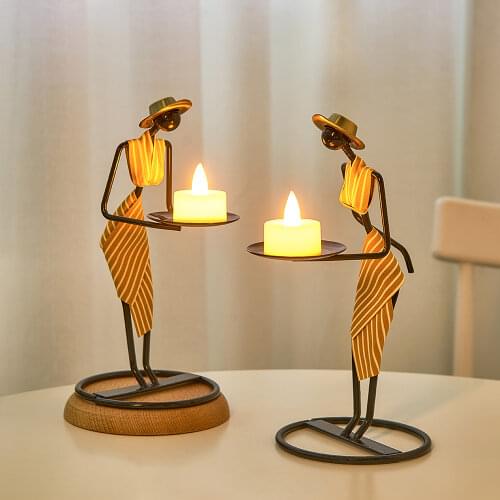 European Decor Iron Candle Holder Home Decoration Accessories Humanoid Candelabra Dining Table Centerpieces Living Room Decor