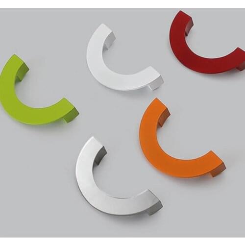 3.78" Zinc Alloy Semicircle Furniture Handles White Wardrobe Closet Handle Cabinet Pulls Knob Kitchen Fitting Furniture Hardware