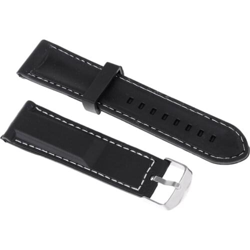 Waterproof Silicone Rubber Watch Band Sport Diver Waterproof Wristwatch Strap with White Line Stitching 22/24/26mm