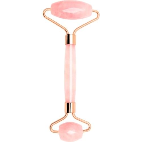 Rose Quartz Slimming Face Massager acrylic handle Jewelry Natural Jade Facial Massager Roller Stone Skin Massage Beauty Care