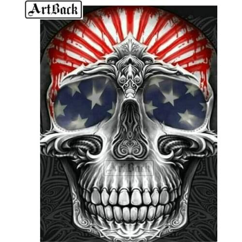 Resin rhinestone 5d diy diamond painting skull full square drill 3d mosaic cross stitch wall sticker decoration