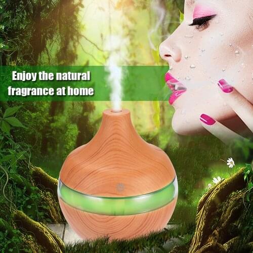 Mini USB Wood-grain Ultrasonic Static Air Purifier Aromatherapy Machine Humidity Meter LED Night Lamp Humidifier Hygrometer