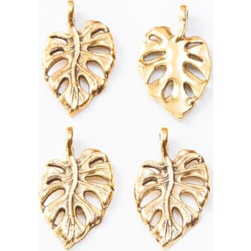 40PCS Four Color Vintage Metal Zinc Alloy Vintage Leaf Charms Fit Jewelry Pendant Charms Makings Charms for Bracelet Making