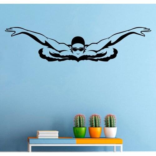 Swimmer Wall Decal Swimming Vinyl Sticker Water Sport Stickers Home Art Decor Bedroom Living Room Waterproof Decals GYM G519