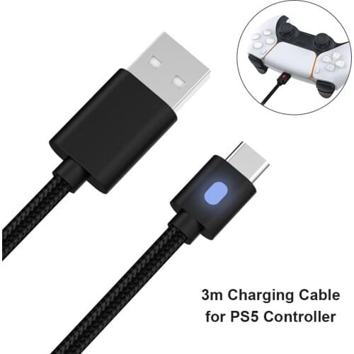 3 Meters Charging Cable for Sony Playstation5 for PS5 Controller for Nintendo Switch Pro USB Type-C Gamepad Charger Accessories