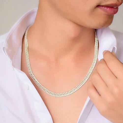 SA SILVERAGE Chain Ladys Chain Silver 990 Necklace Whip Chain 990 Silver Necklace Mens Childrens Baby Silver Chain Wide Mens