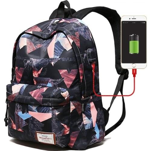 USB Charging Anti-theft Women Backpack Printing School Backpacks Schoolbag For Teenagers Book Bag waterproof Travel backpack