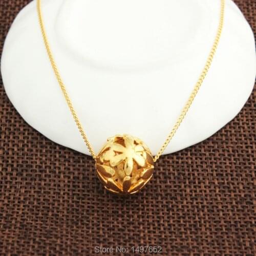 Gold DIY Round Beads Pendant / Gold Color Necklaces Ethiopian Women & Men Unisex Jewelry