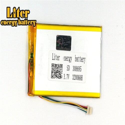 1.0MM 5pin connector 308695 3.7V 3200mah Tablet PC Battery lipo batteries rechargeable lithium ion polymer