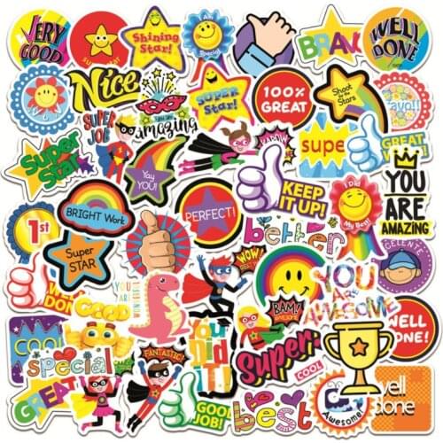 10/30/50Pcs Childrens School Family Reward Skateboard Travel Suitcase Phone Laptop Luggage Stickers DIY Kids Girl Toys