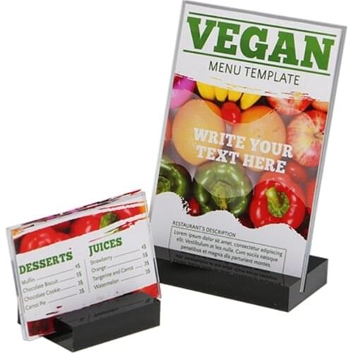 2 units / lot Countertop Acrylic Label Holder Frame Perspex Table Top Desk Sign Name Card Price Tag Display Photo Picture Frames