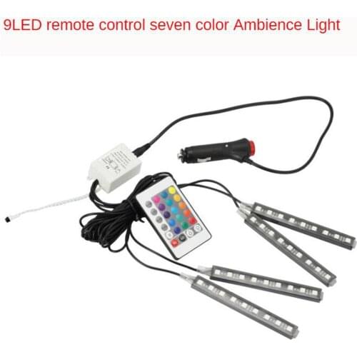 4pcs Car Styling Decorative RGB Strip Atmosphere Interior Light Lamps with Remote 12V Lighting Kit
