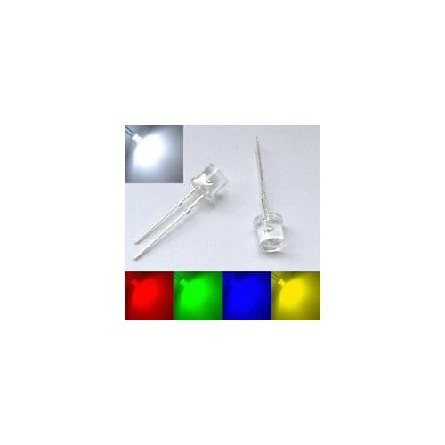 5 valuesx 20pcs = 100pcs 5mm Flat top white red yellow blue green Wide Angle ultra bright bulbs F5mm Light lamp LED