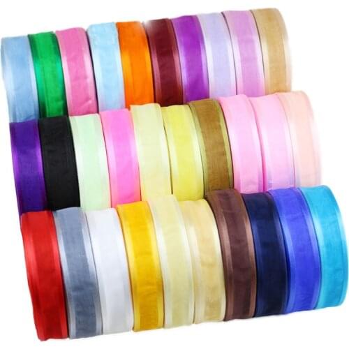 50 yards/roll) 25mm broadside organza silk lace ribbon wholesale gift wrapping decoration ribbons