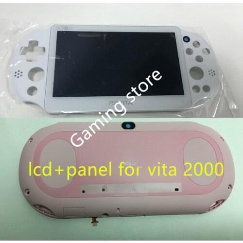 Free shipping original new for ps vita for psvita psv 2000 lcd display screen assembled white + back panel cover pink