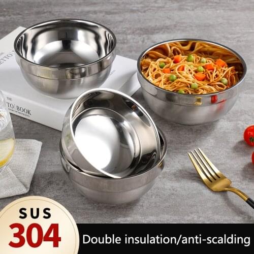 304 stainless steel bowl double insulation deepening and thickening family canteen rice bowl soup bowl Korean bowl platinum bowl