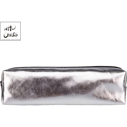 Silver Print Pencil Case Leather PU makeup bag organizador travel Fashion cosmetic bag pencil maleta de maquiagem monederos