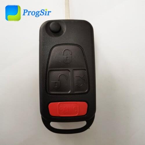 4 Button Flip Key Case Shell For Mercedes Benz ML Series Old Type With Logo Blade