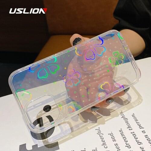 USLION Colorful Flower Transparent Phone Case For iPhone 12 11 Pro Max XS Max XR X 7 8 Plus 12 SE 2020 Hard PC Bumper Cover