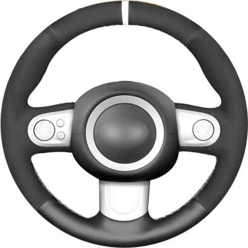 Black Suede Marker Handsewing No-slip Car Steering Wheel Cover for Mini Hatchback/Mini R56/R57) Clubman Clubvan Coupe 3-Spoke